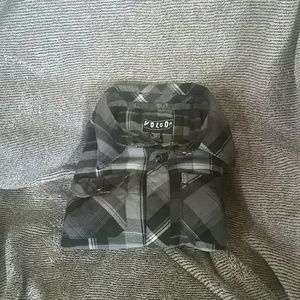 Black plaid button down